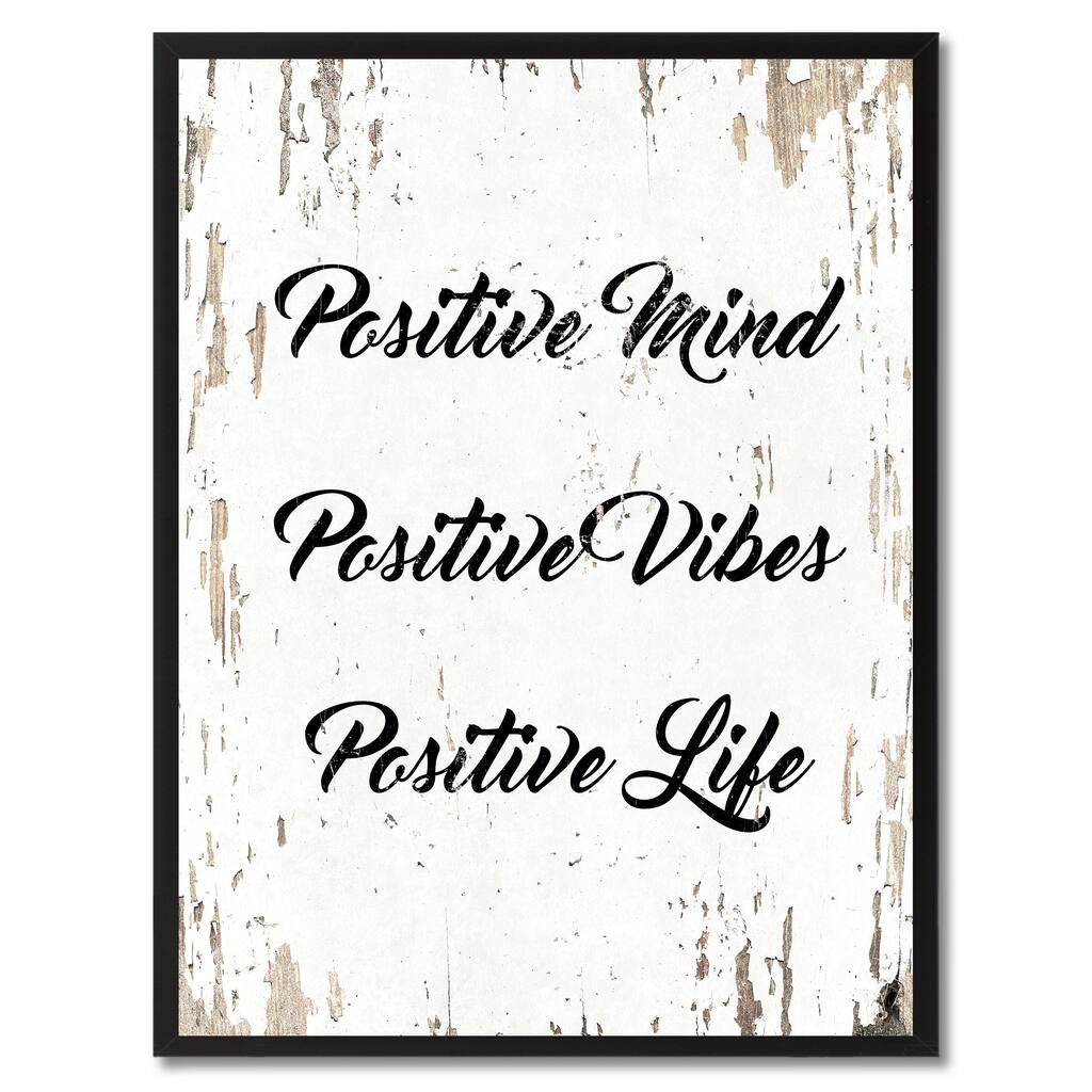 Positive Mind Positive Vibes Positive Life Inspirational Quote Saying Canvas Print Picture Frame Home Decor Wall Art