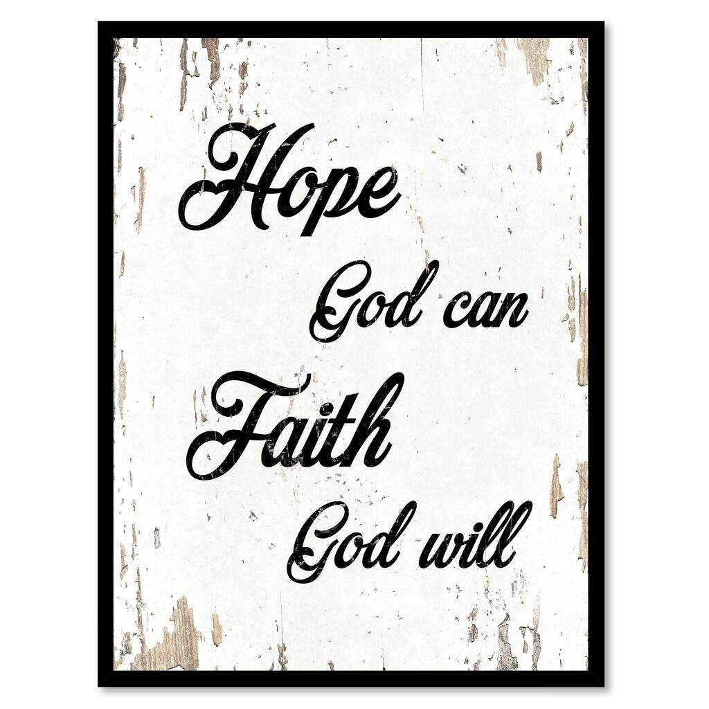 Hope God Can Faith God Will Quote Saying Canvas Print Picture Frame Home Decor Wall Art