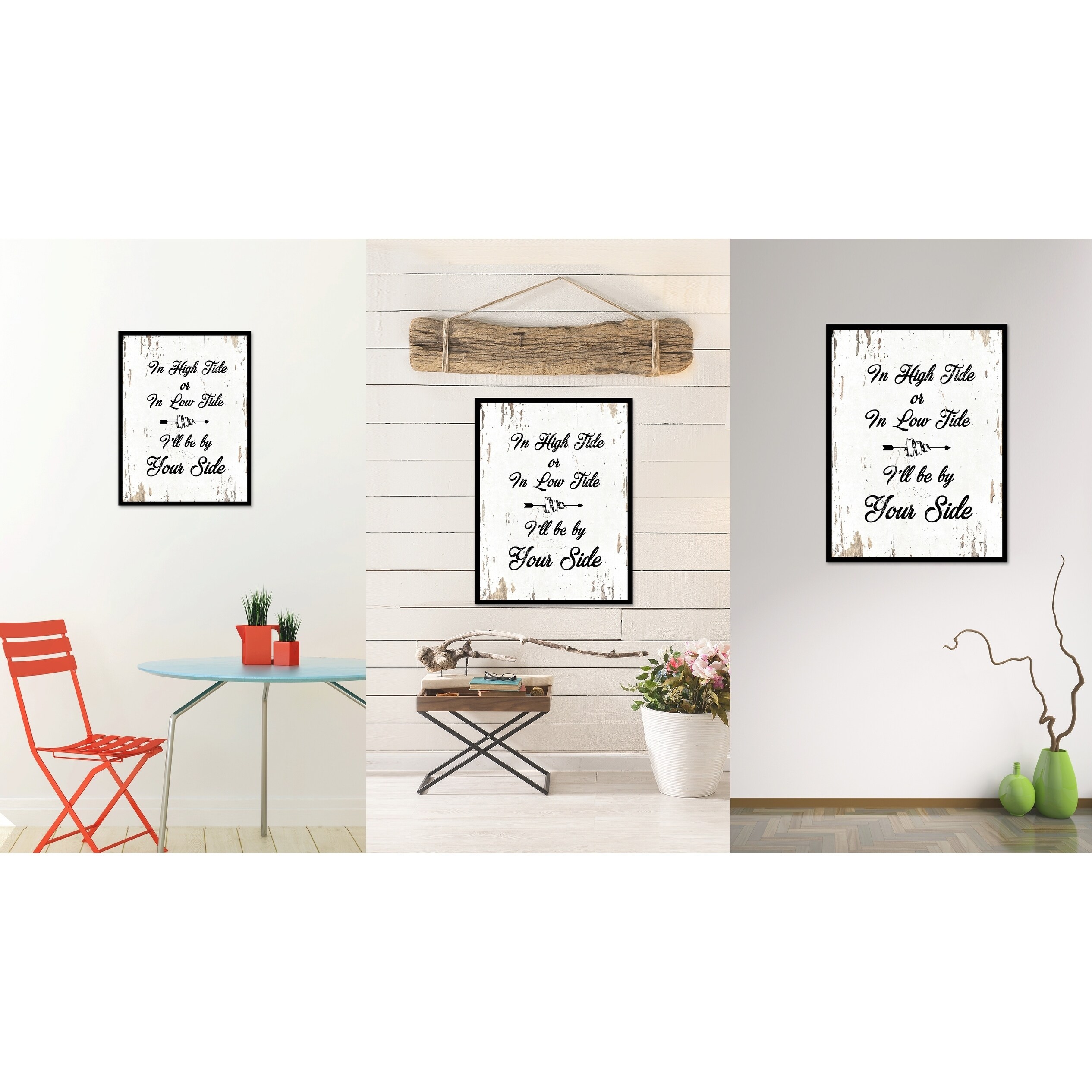 In High Tide Or In Low Tide I Ll Be By Your Side Saying Canvas Print Picture Frame Home Decor Wall Art