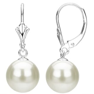 Link to DaVonna 14k White Gold Round White Freshwater Pearl Leverback Dangle Earring. Similar Items in As Is