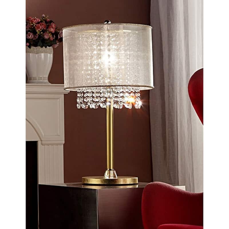 Ore International Bhavya Collection Traditional Crystal Table Lamp
