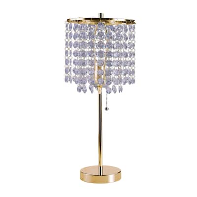 Ore International Deco Glam Stylish Gold Crystal Beaded Table Lamp