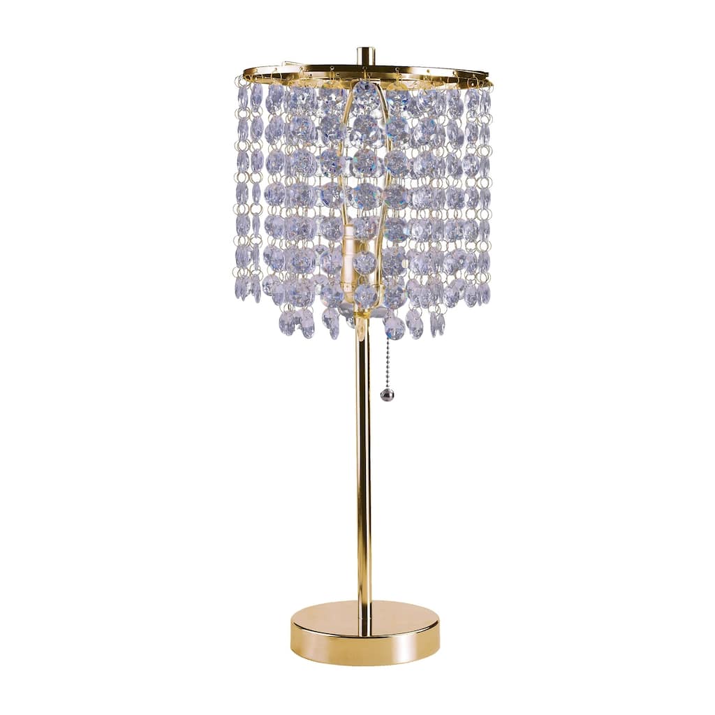 Ore International Deco Glam Stylish Gold Crystal Beaded Table Lamp