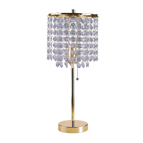 Ore International Deco Glam Stylish Gold Crystal Beaded Table Lamp