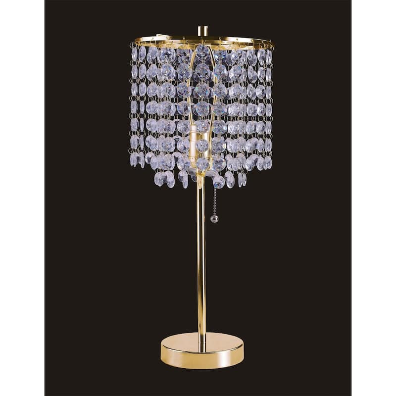 Ore International Deco Glam Stylish Gold Crystal Beaded Table Lamp