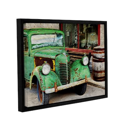 ArtWall Scott Medwetz 'Antique Car & Barrel' Gallery-wrapped Floater-framed Canvas