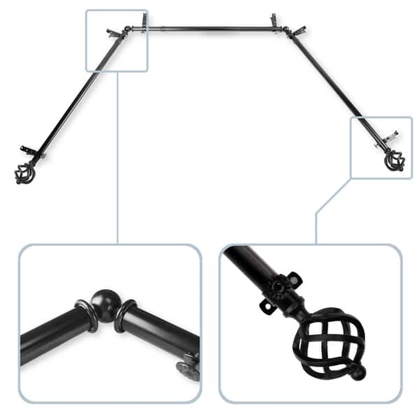 dimension image slide 0 of 3, InStyleDesign Torison 13/16" Bay Window Curtain Rod - 20-36 inches, 38-72 inches