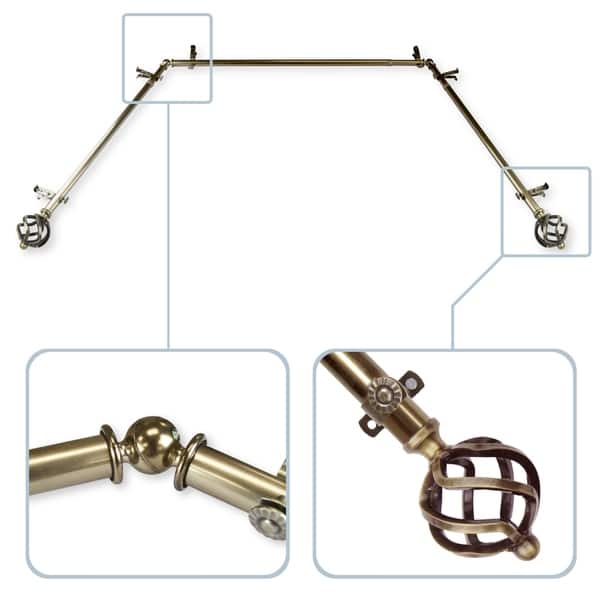 dimension image slide 2 of 3, InStyleDesign Torison 13/16" Bay Window Curtain Rod - 20-36 inches, 38-72 inches