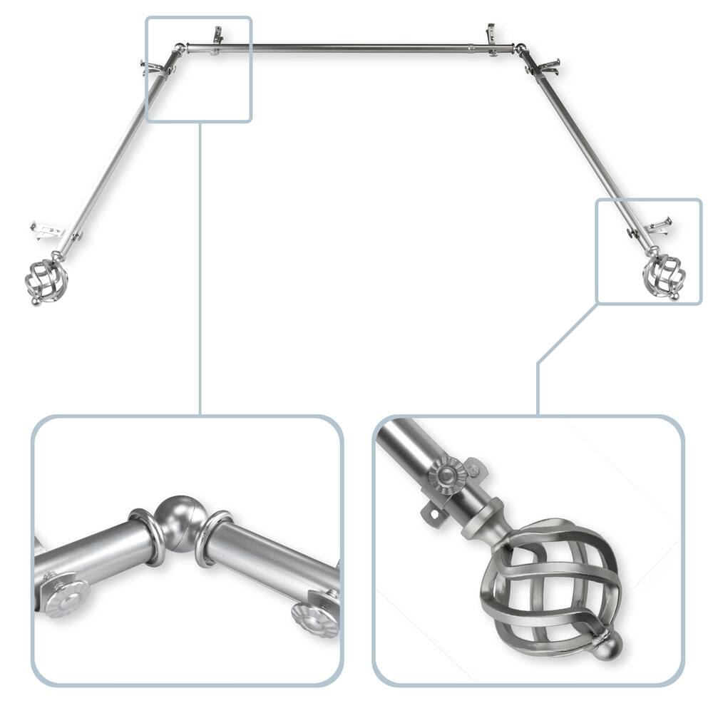 InStyleDesign Torison 13/16" Bay Window Curtain Rod - 20-36 inches, 38-72 inches