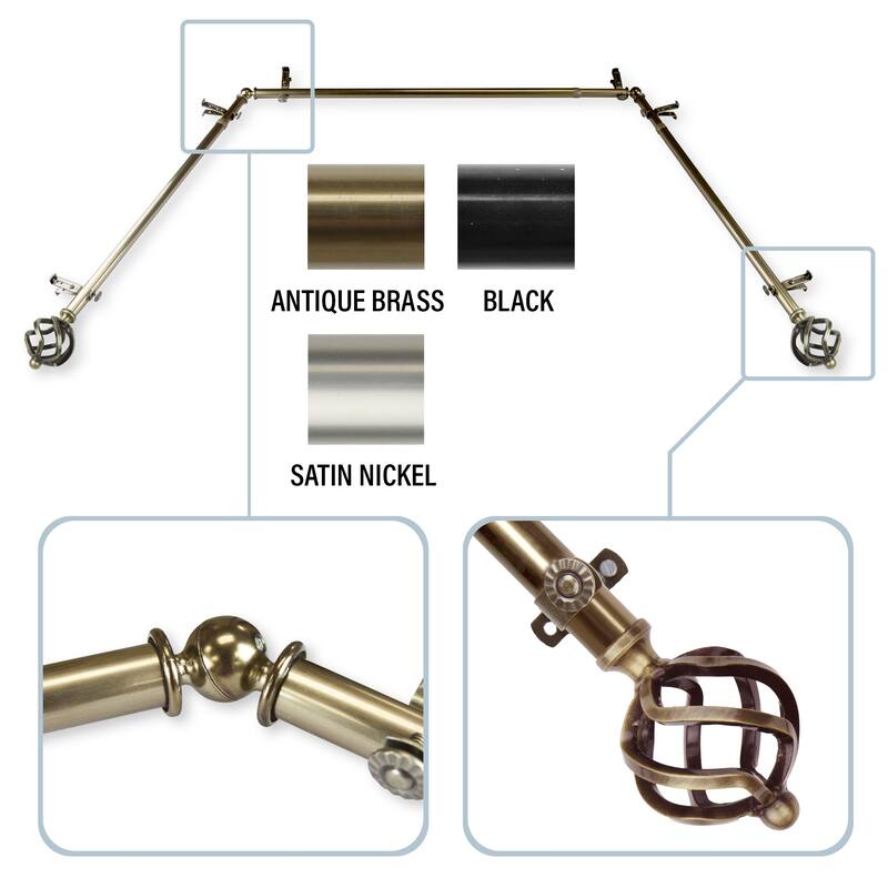 InStyleDesign Torison 13/16" Bay Window Curtain Rod - 20-36 inches, 38-72 inches