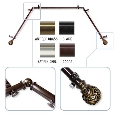 InStyleDesign Stella 13/16" Bay Window Curtain Rod - 20-36 inches, 38-72 inches