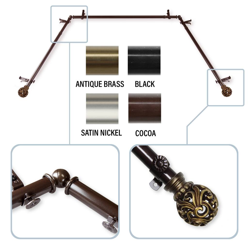 InStyleDesign Stella 13/16" Bay Window Curtain Rod - 20-36 inches, 38-72 inches