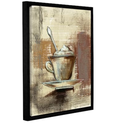 Silvia Vassileva 'Cafe Classico III' Neutral Gallery-wrapped Floater-framed Canvas