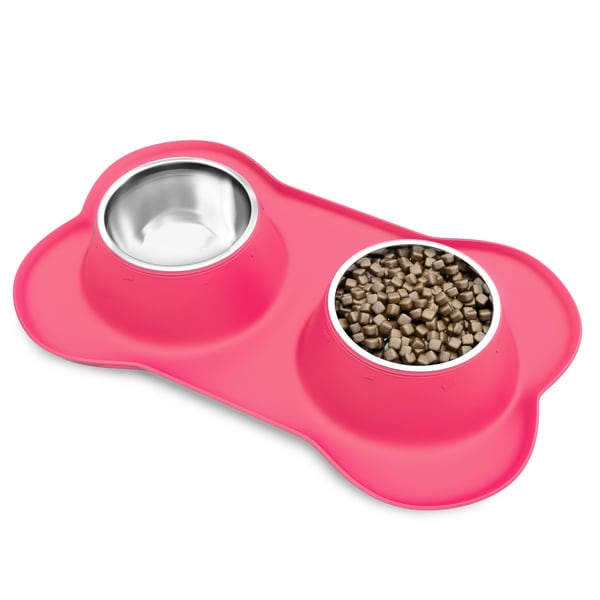 pink cat food bowls