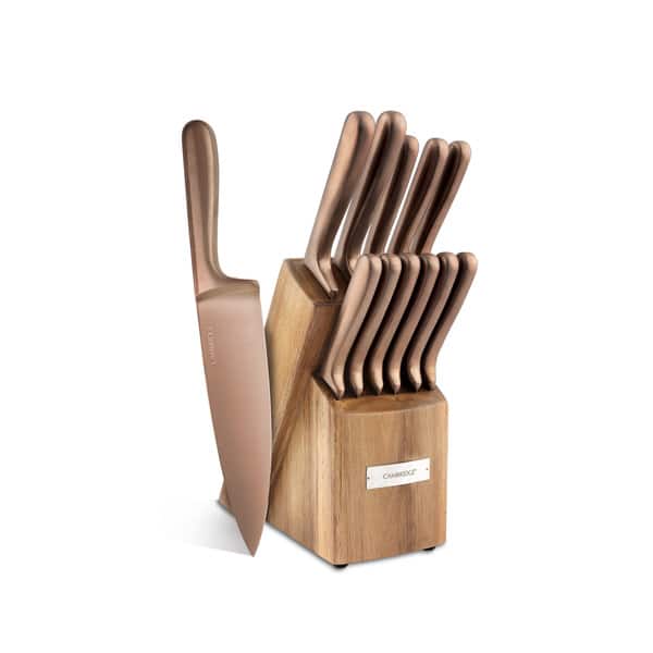 Copper Knife Set with Self-Sharpening Block