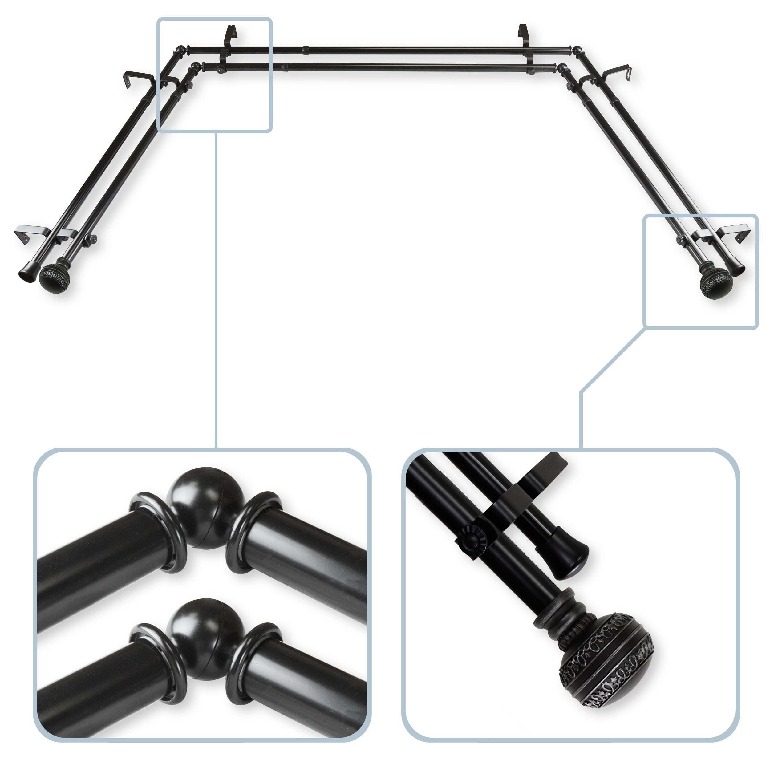 Instyledesign Helena 13 16 Double Bay Window Curtain Rod Ebay