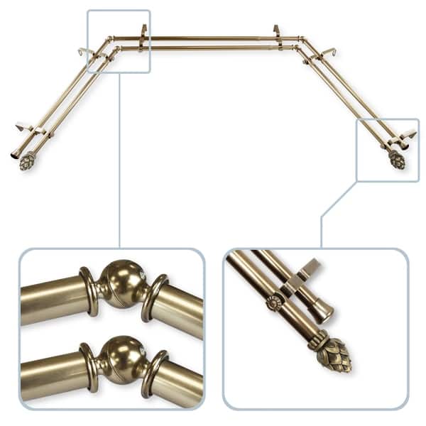 Shop Instyledesign Lotus 13 16 Double Bay Window Curtain Rod 20