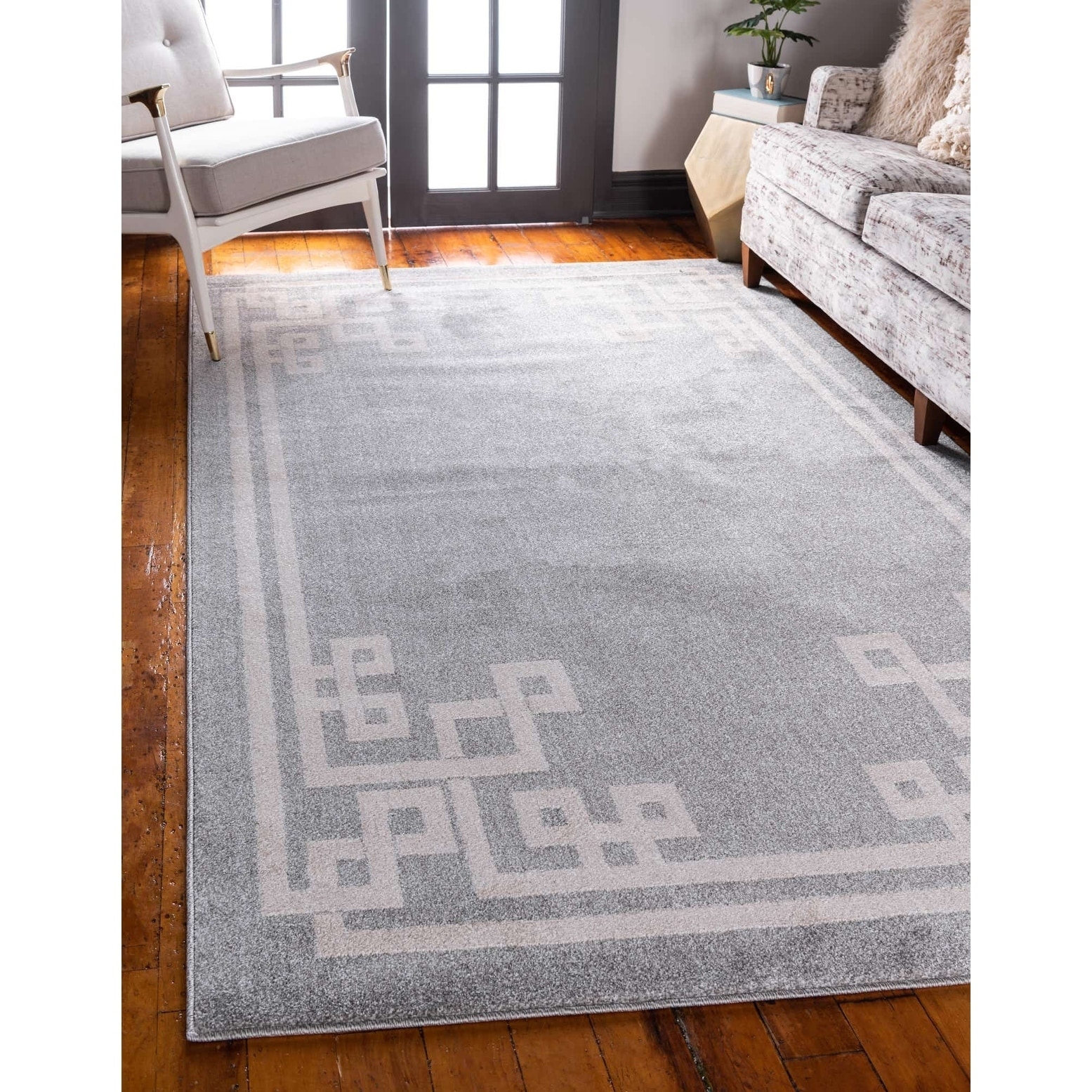 Unique Loom Outdoor Greek Key Area Rug - 2'2 x 3' - Gray