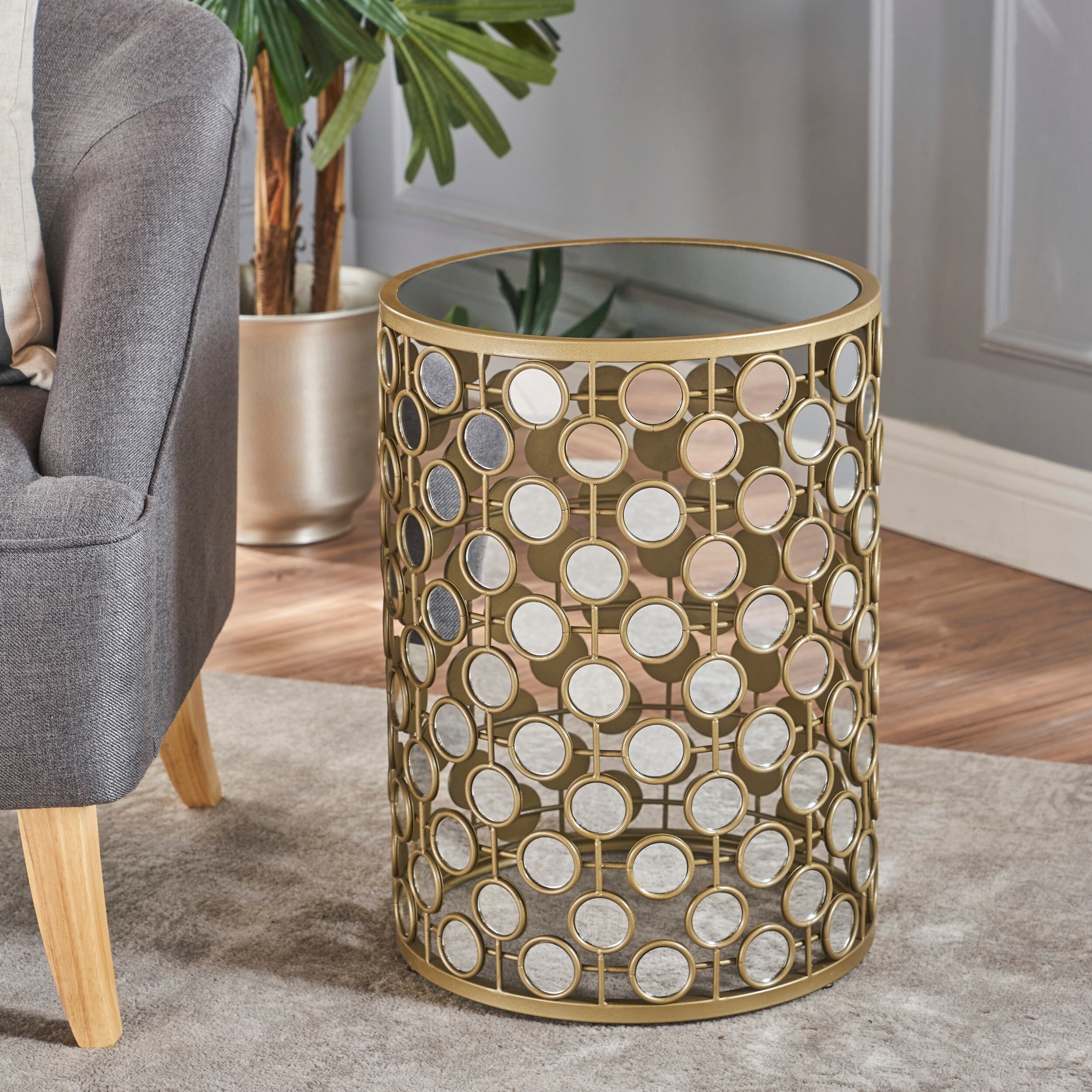 Shop Ezri Mirrored Honeycomb Accent Table By Christopher Knight Home Overstock 17491236