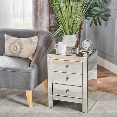 Lucretia Mirrored 3-Drawer Cabinet Table by Christopher Knight Home
