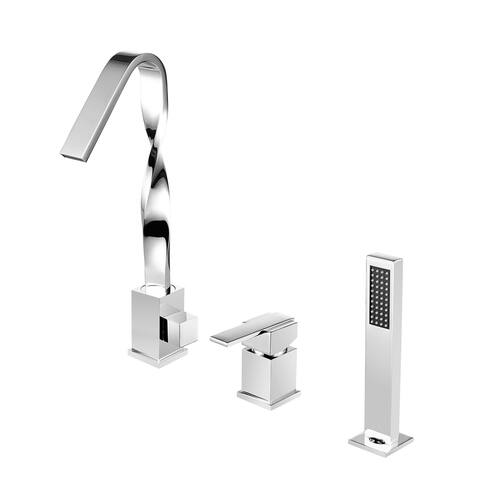 Alamere Single-Handle Deck-Mount Roman Tub Faucet in Polished Chrome