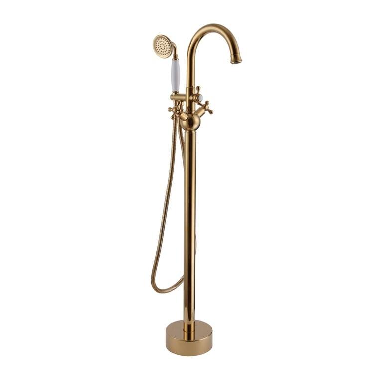 Bridal 3-Handle Claw Foot Tub Faucet with Hand Shower in Gold
