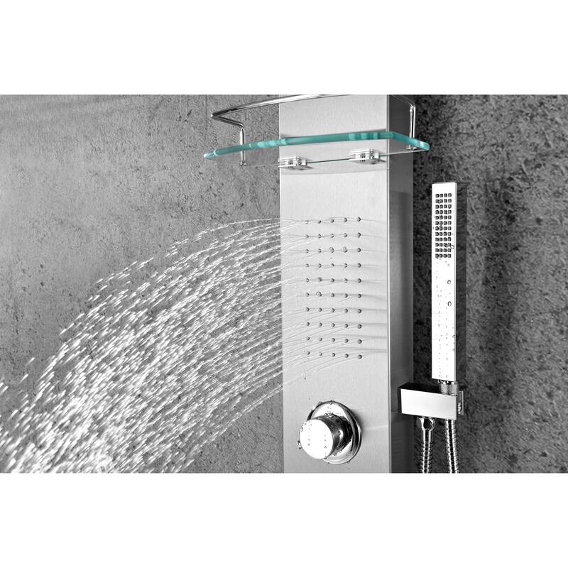 ANZZI Coastal Full Body Shower Panel with Heavy Rain Shower in Brushed Steel