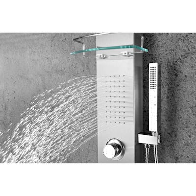 ANZZI Coastal Full Body Shower Panel with Heavy Rain Shower in Brushed Steel