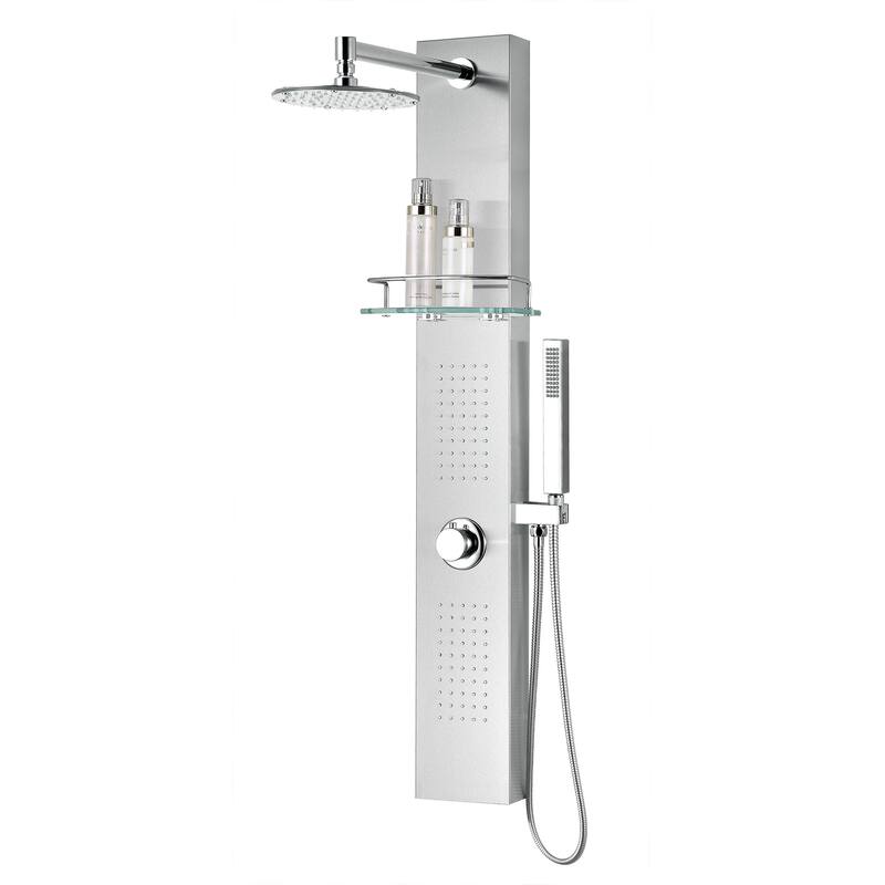 ANZZI Coastal Full Body Shower Panel with Heavy Rain Shower in Brushed Steel