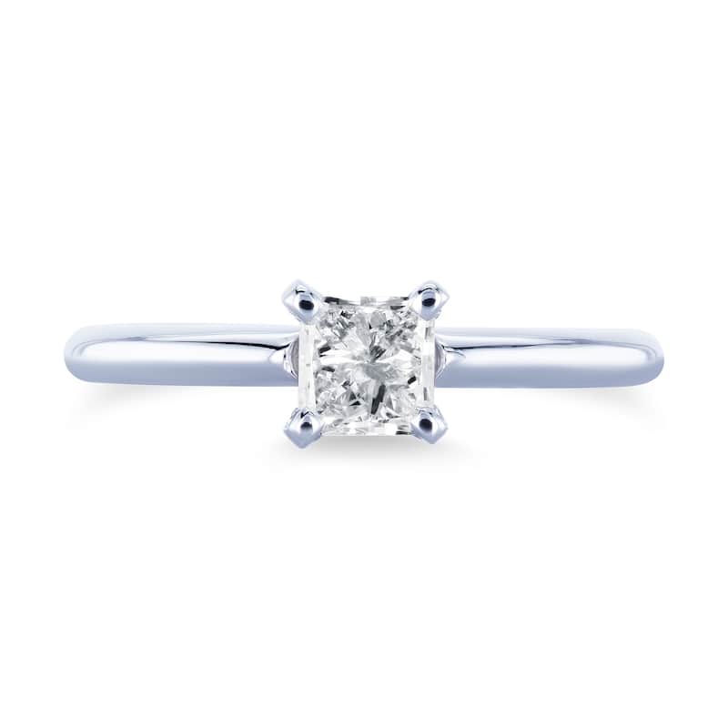 Annello by Kobelli 14k White Gold 1/2 Carat Diamond Solitaire Princess Cut Engagement Ring