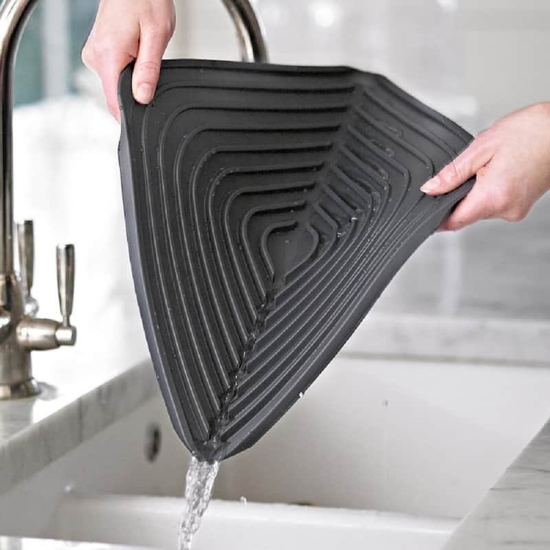 Flume Large 12.25 in. x 17.5 in. Folding Draining Mat in Grey