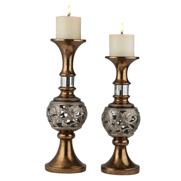 Ore International Langi Home Décor Fl Candleholder Set Of 2 Ore International Langi Home Décor Fl Candleholder Set Of 2