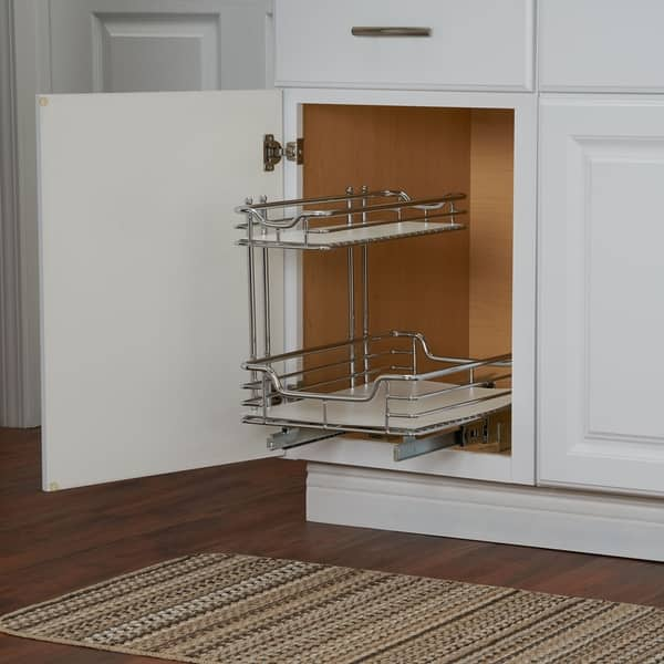 Standard 2-Tier 12.5-inch Glidez Sliding Under-Sink Organizer, Chrome and  White Liner (As Is Item) - Bed Bath & Beyond - 30956573