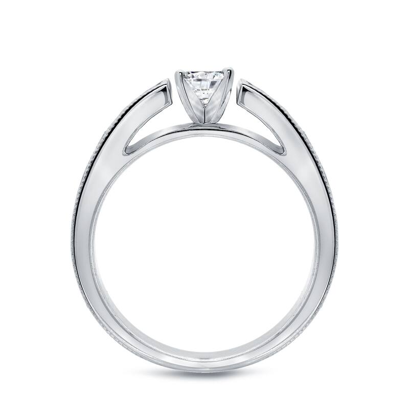 Auriya 14k Gold 1/2ctw Round Channel-set Diamond Engagement Ring Set