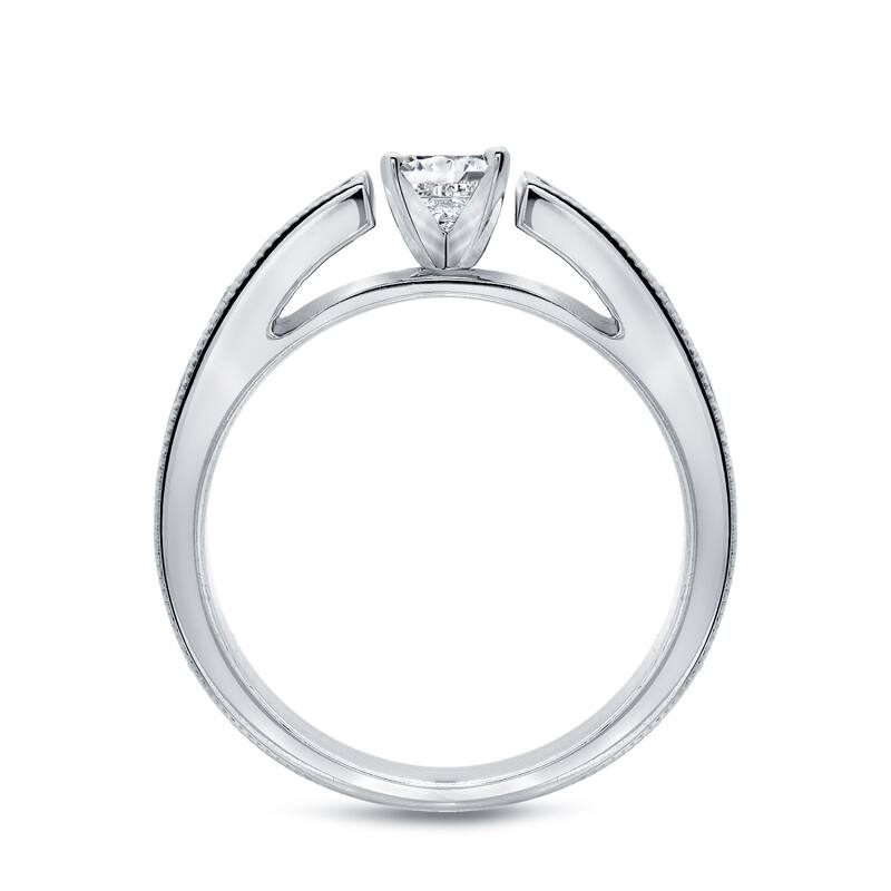Auriya 14k Gold 1/2ctw Round Channel-set Diamond Engagement Ring Set