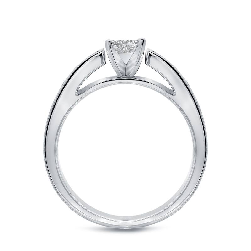 Auriya 14k Gold 1/2ctw Channel-set Cluster Diamond Engagement Ring Set