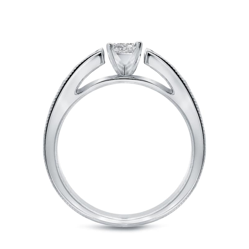 Auriya 14k Gold 1ctw Round Channel-set Diamond Engagement Ring Set