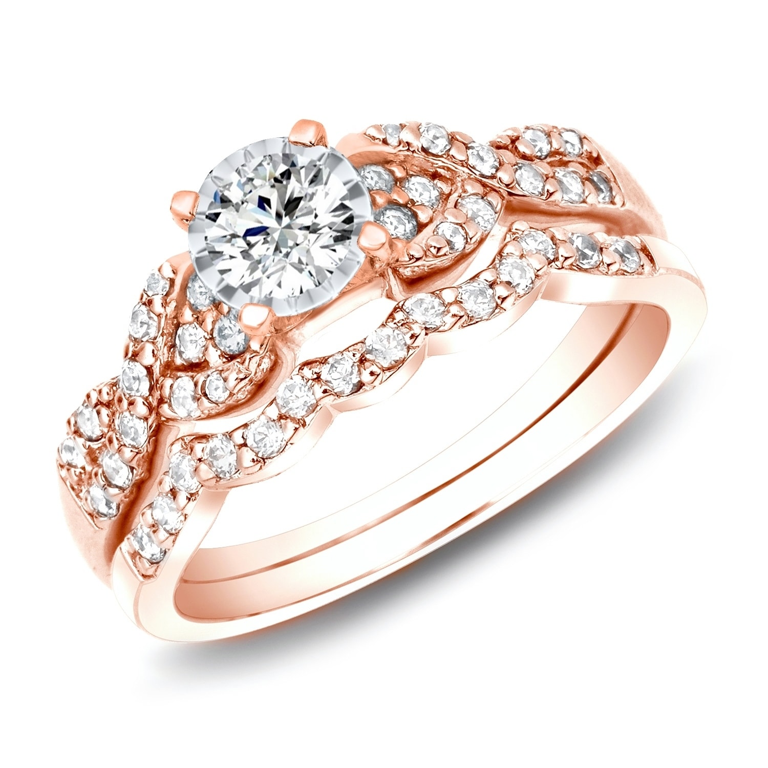 rose gold wedding ring set