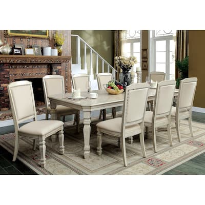 Tani Traditional White Wood 9-Piece Dining Table Set by Furniture of America