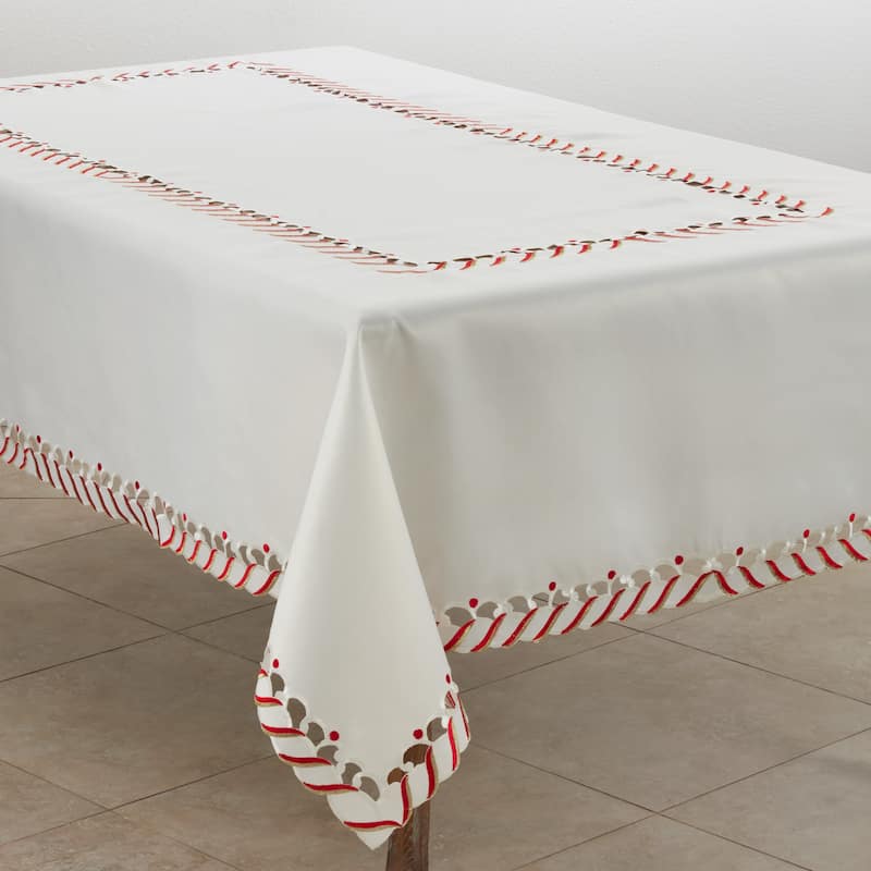 Candy Cane Border Trim Design Christmas Tablecloth - 65 x 160 - Rectangle