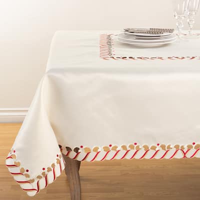 Candy Cane Border Trim Design Christmas Tablecloth
