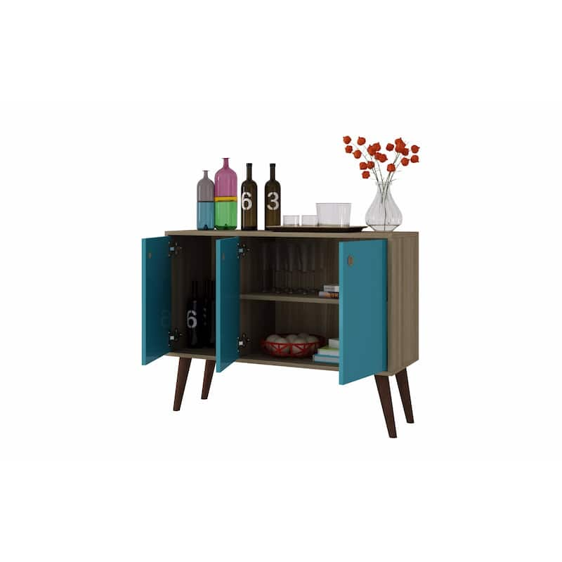 Manhattan Comfort Bromma 35.43" Buffet Stand with 3 Shelves and 3 Doors