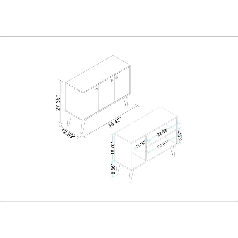 Manhattan Comfort Bromma 35.43" Buffet Stand with 3 Shelves and 3 Doors