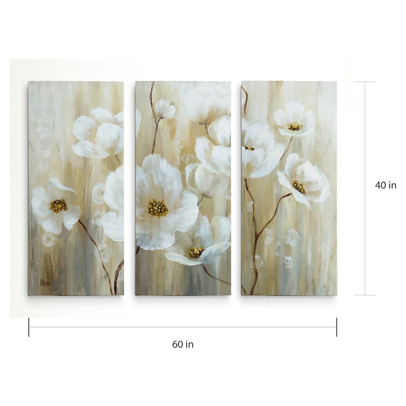 'Shimmering Blossoms' 3-panel Canvas Art