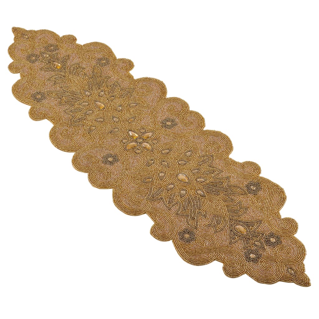 Beaded Scroll Motif Table Runner
