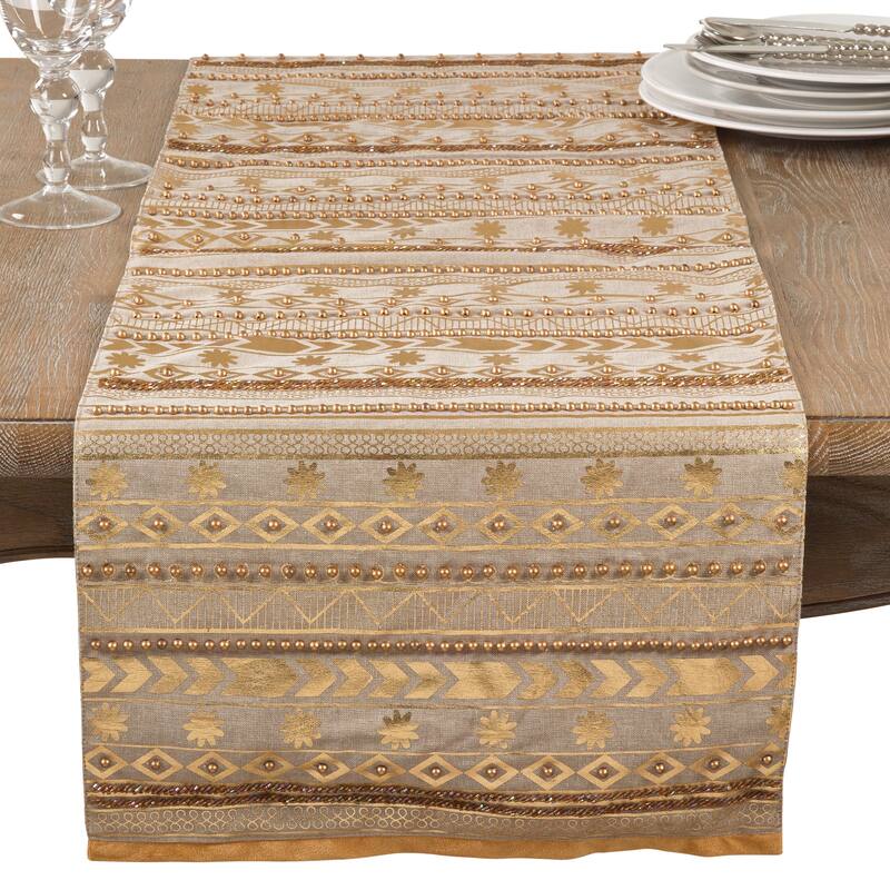 Beaded Aztec Cotton Table Runner