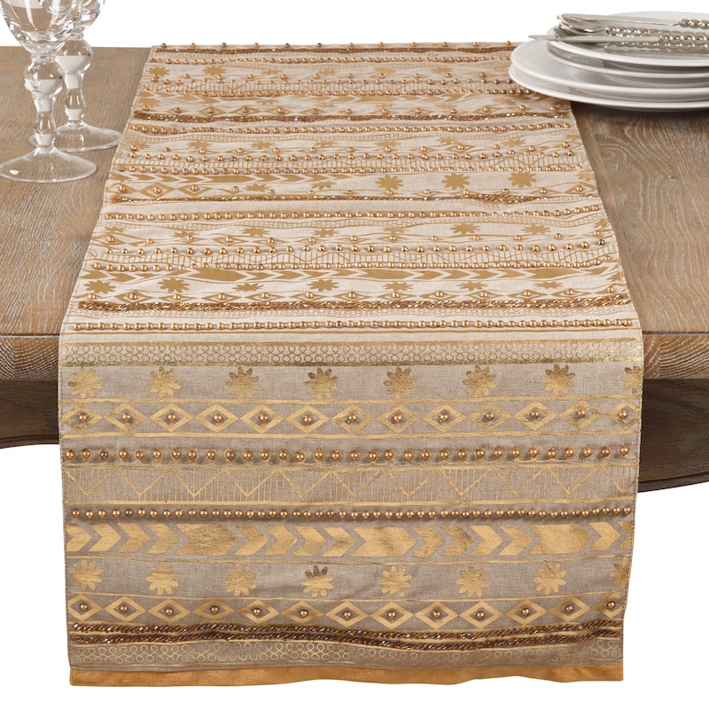 Beaded Aztec Cotton Table Runner