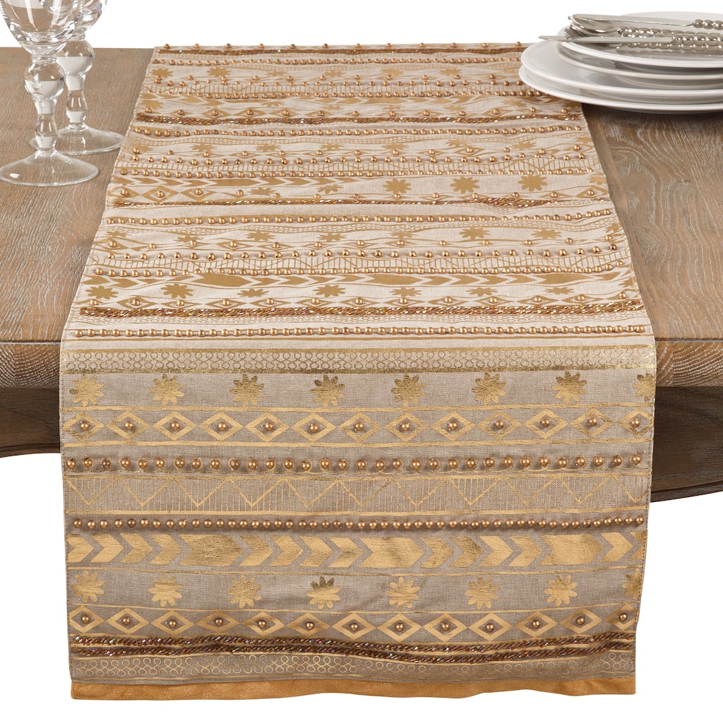 Beaded Aztec Cotton Table Runner