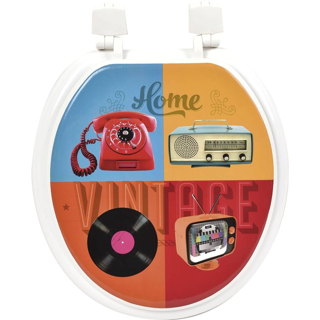 Evideco Vintage Home Round Toilet Seat Wood