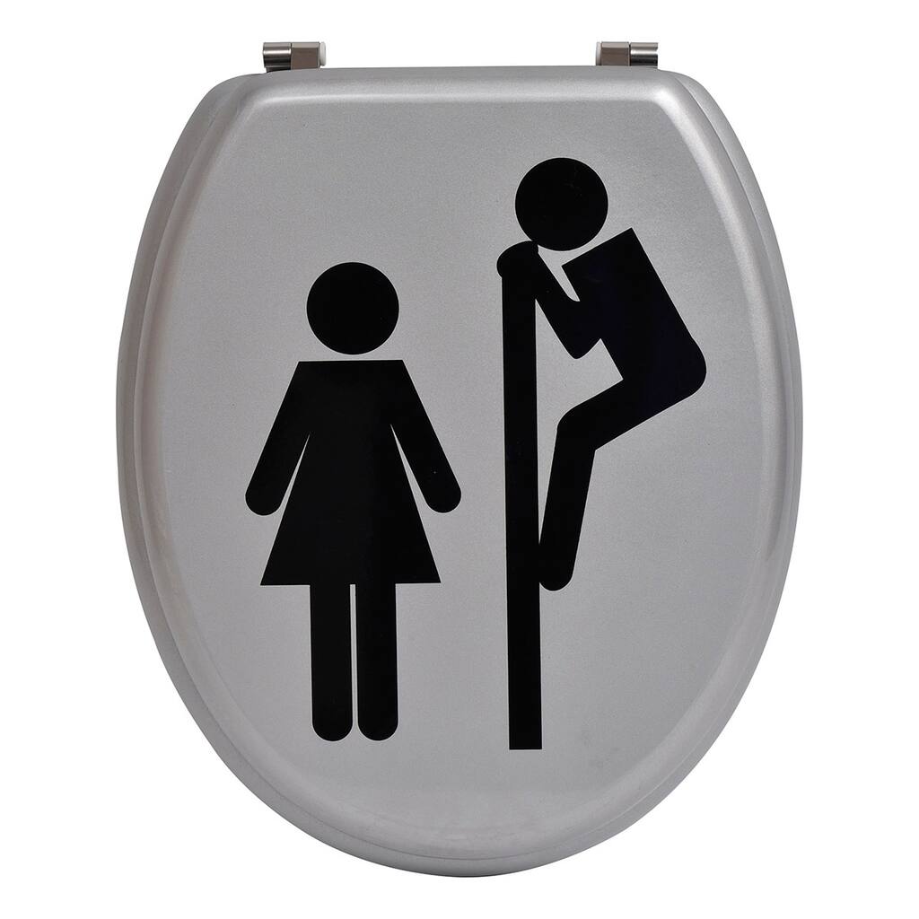 Evideco Toilet Seat Wood Design You and Me with Zinc Hinges - 14.75 L x 2 W x 16.73 H